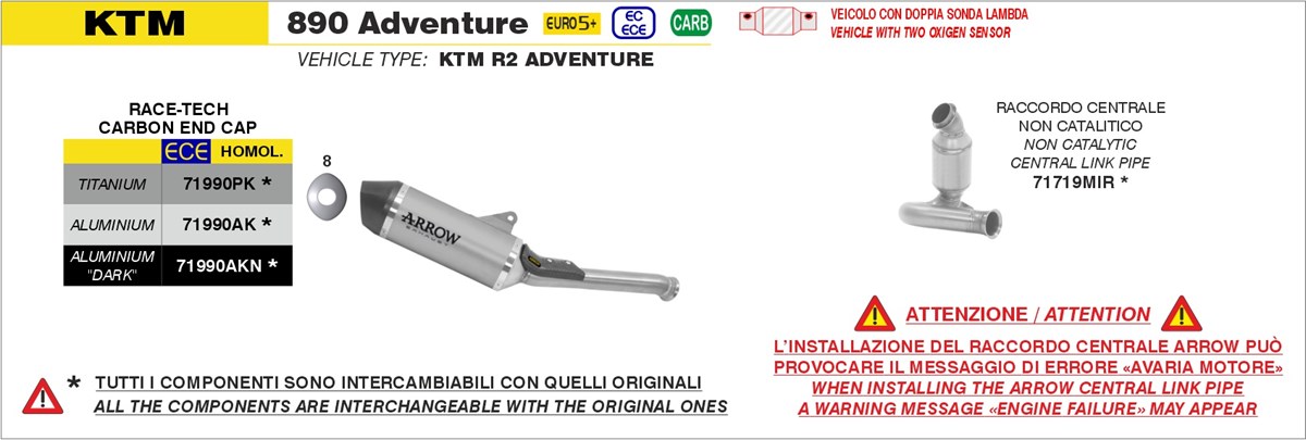 KTM 890 Adventure / R Euro 5 2025 Arrow Exhaust