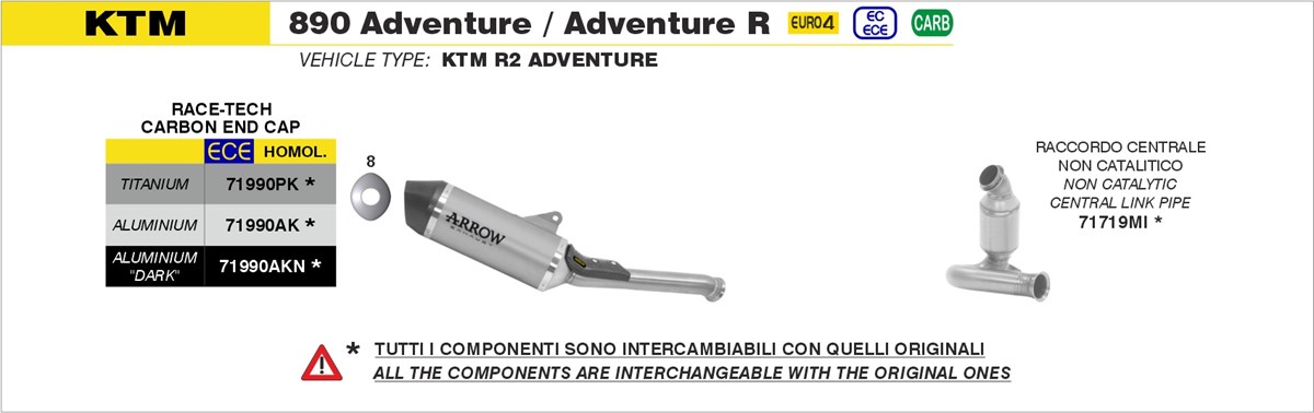KTM 890 Adventure / R 2021 2022 2023 2024 Arrow Exhaust