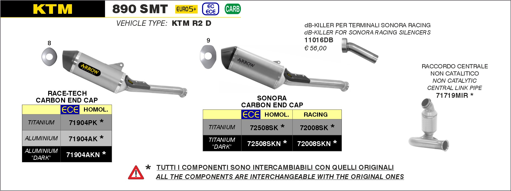 KTM 890 SMT Euro 5+ 2024 2025 Arrow Exhaust