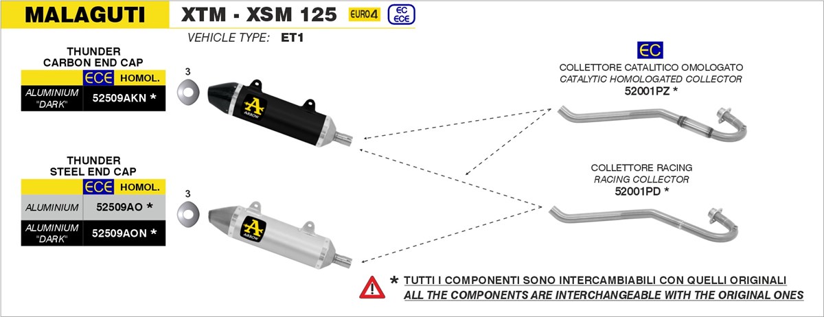 Malaguti XSM / XTM 125 2019 2020 Arrow Exhaust