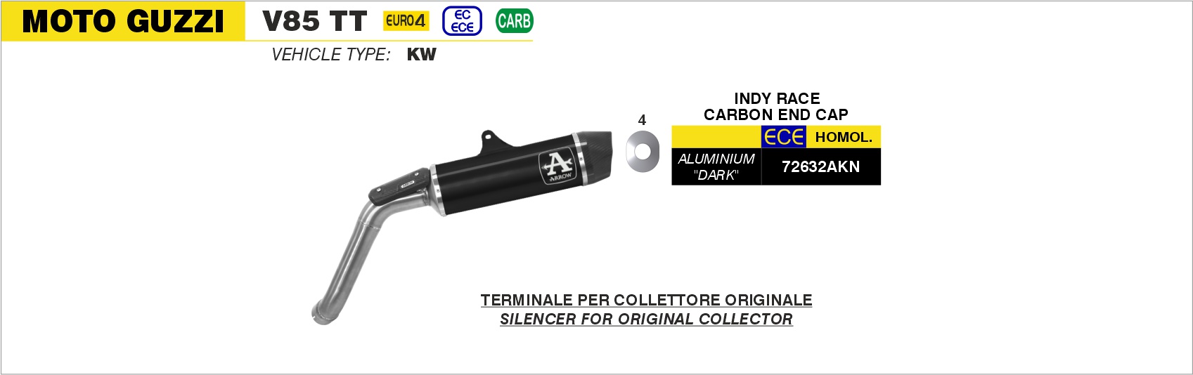 Moto Guzzi V85TT 2019 2020 Arrow Exhaust