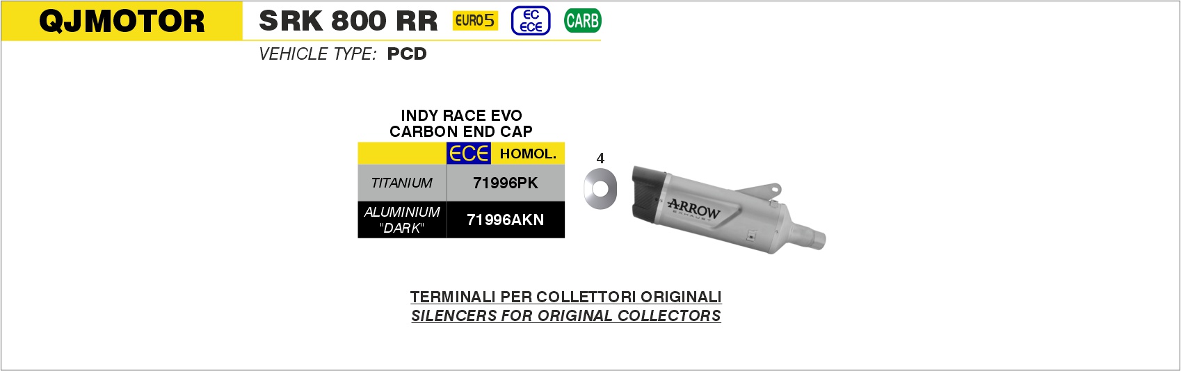 QJ Motor SRK 800 RR 2025 Euro 5+ Arrow Exhaust