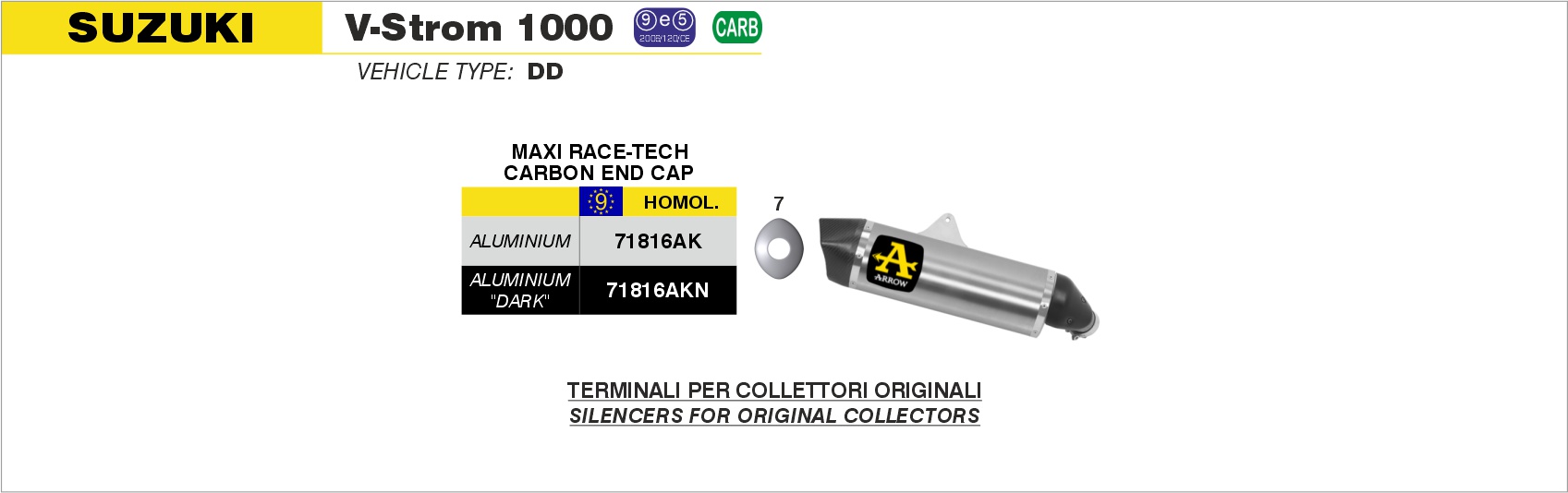 Suzuki DL1000 V-Strom 2017 2018 2019 2020 Arrow Exhaust