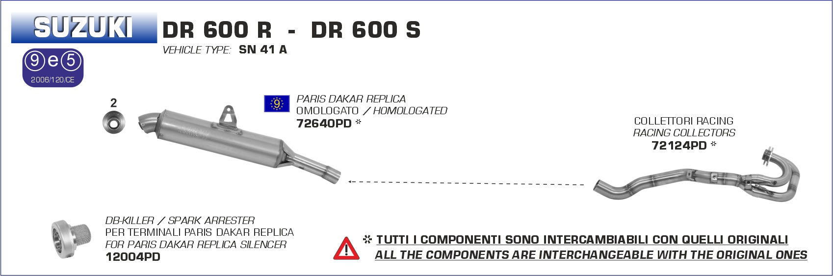 Suzuki DR600R 1985 1986 1987 Arrow Exhaust