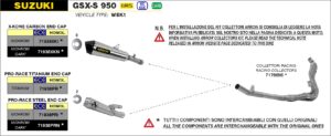Suzuki GSX-S950 2021 2022 2023 Arrow Exhaust