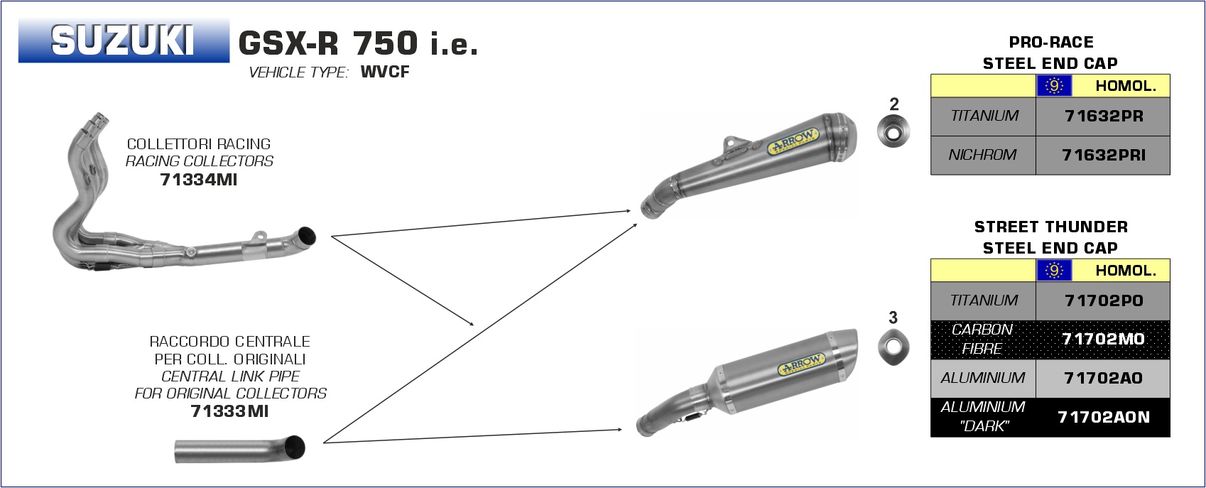 Suzuki GSX-R750 2006 2007 Arrow Exhaust