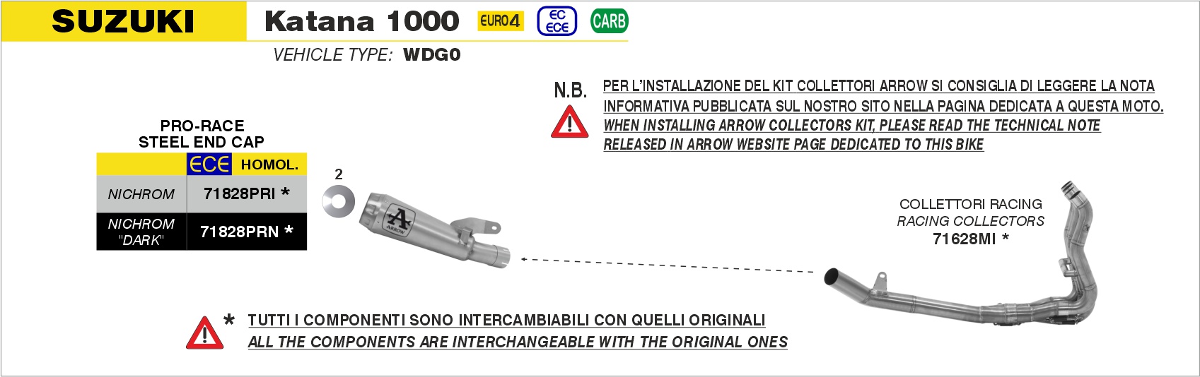 Suzuki Katana 1000 2019 2020 Arrow Exhaust
