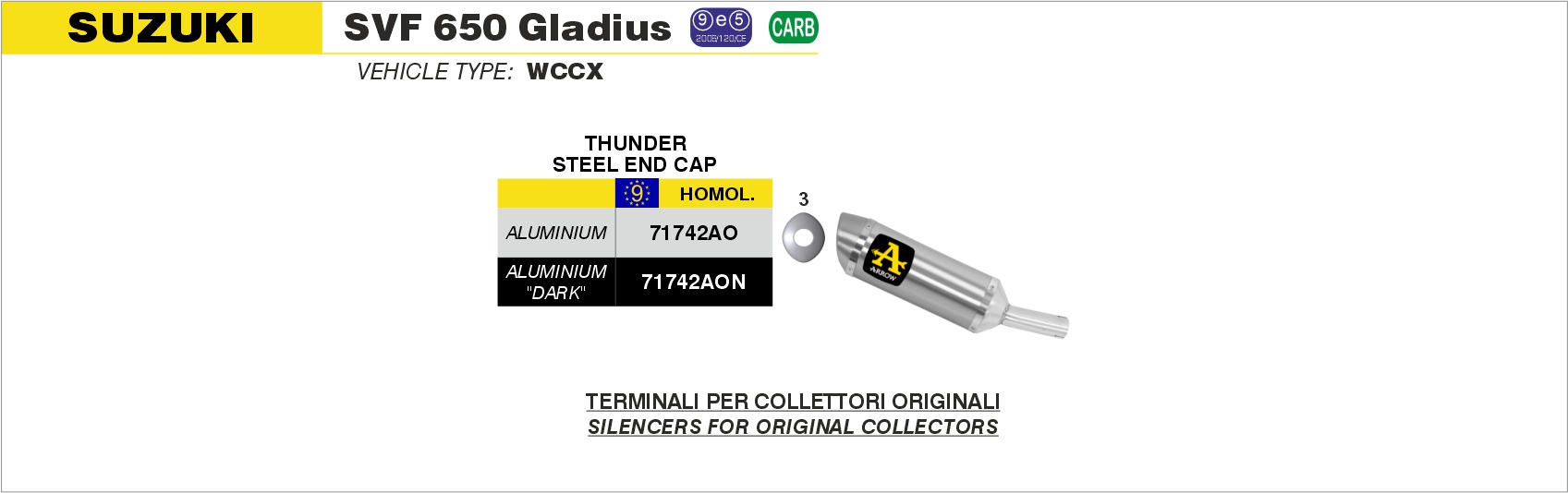 Suzuki SFV650 Gladius 2009 2010 2011 2012 2013 2014 2015 Arrow Exhaust