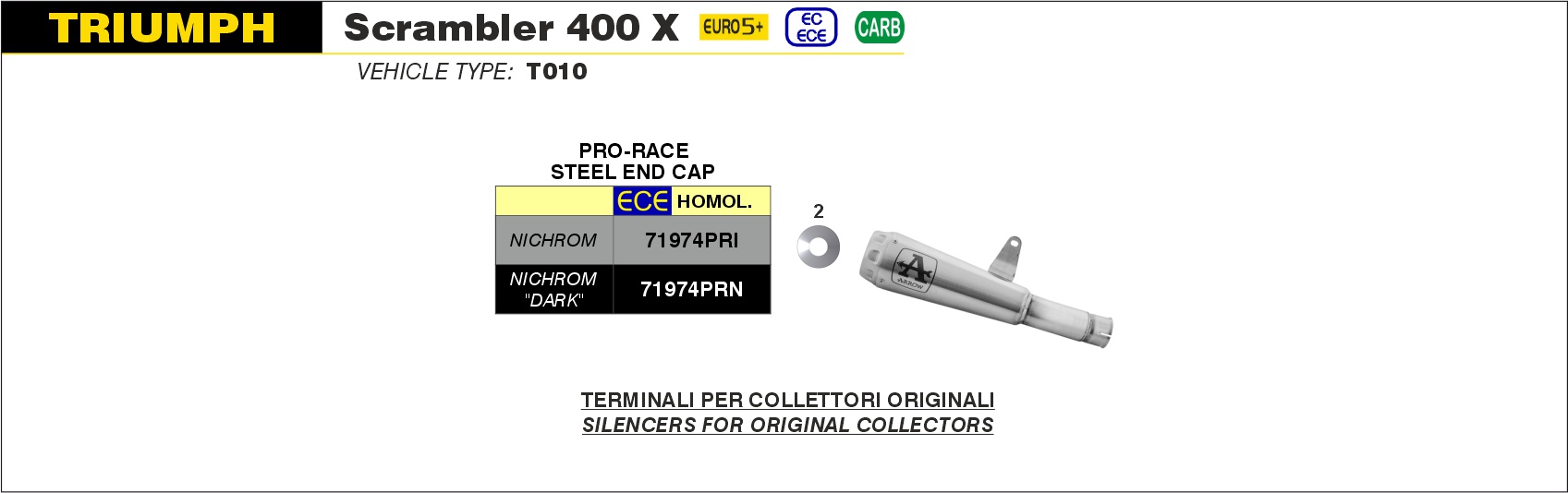 Triumph Scrambler 400 Euro 5 2024 Arrow Exhaust