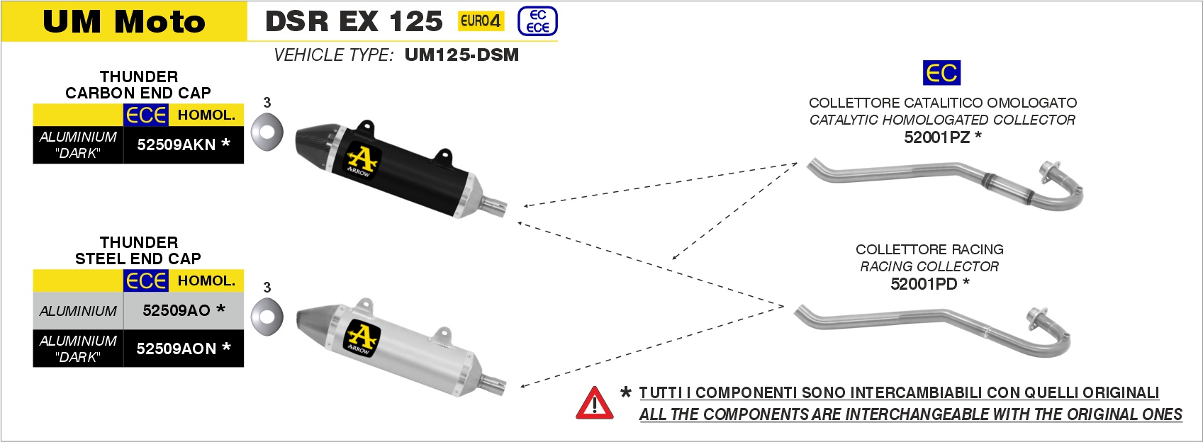 Um UM DSR 125EX 2018 2019 2020 Arrow Exhaust