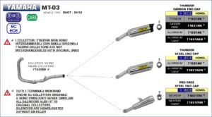 Yamaha MT-03 2018 2019 Arrow Exhaust