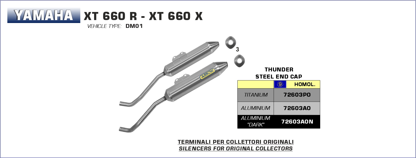 Yamaha XT600R XT660X 2004 2005 2006 2007 2009 2010 2011 2012 2013 2014 2015 2016 Arrow Exhaust