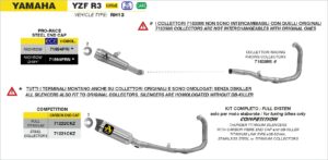 Yamaha YZF-R3 2019 2020 Arrow Exhaust