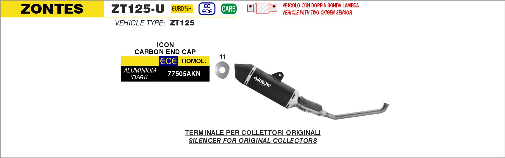 Zontes ZT125-U Euro 5+ 2025 Arrow Exhaust