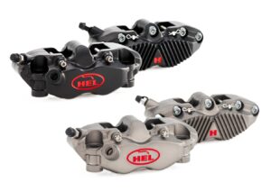 hel v2 108mm solid billet 4 piston front radial brake calipers with finned back