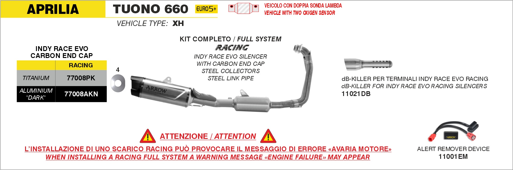 arrow exhaust aprilia tuono 660 2025 2026